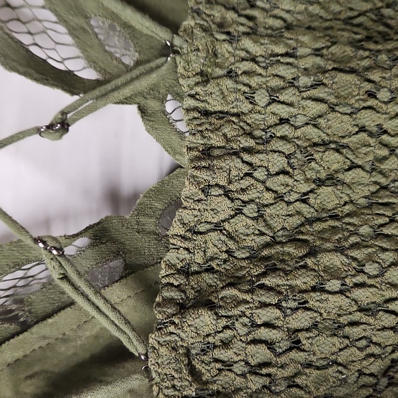 NWT FREE PEOPLE Intimately Women's sz S Olive color adjustable straps tunic - Picture 6 of 8